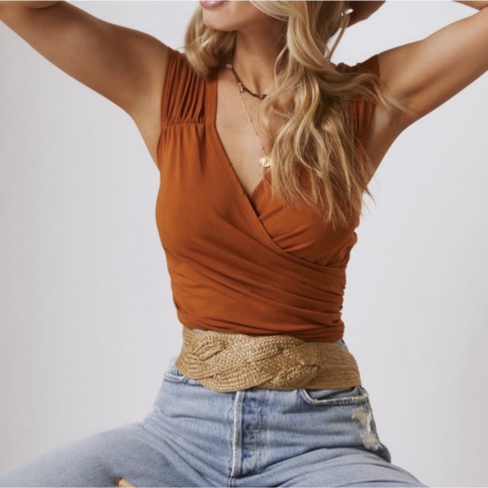 NWT Anthropologie Maeve Small bronze Ruched Wrap Top